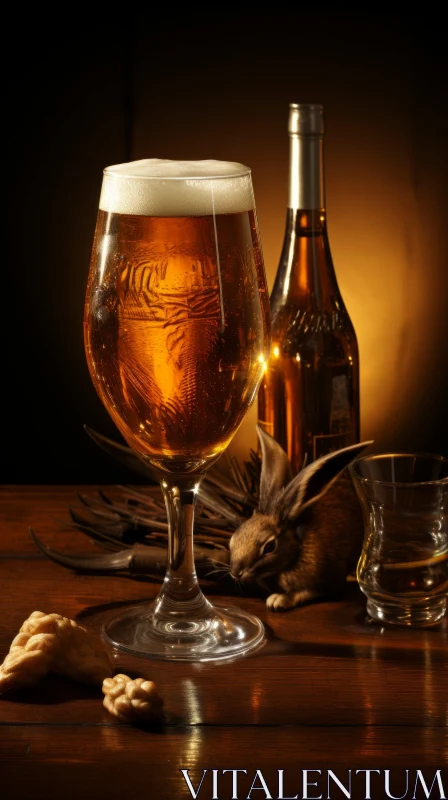 Whimsical Animal Symbolism in a Glass of Beer AI Image