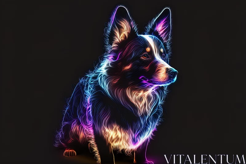 Colorful Corgi in Neon Colors - Hyper-Detailed Rendering AI Image