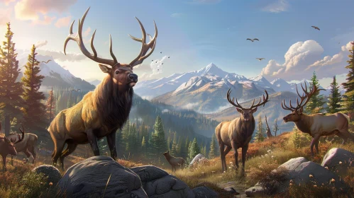 Enchanting Forest Elk Scene