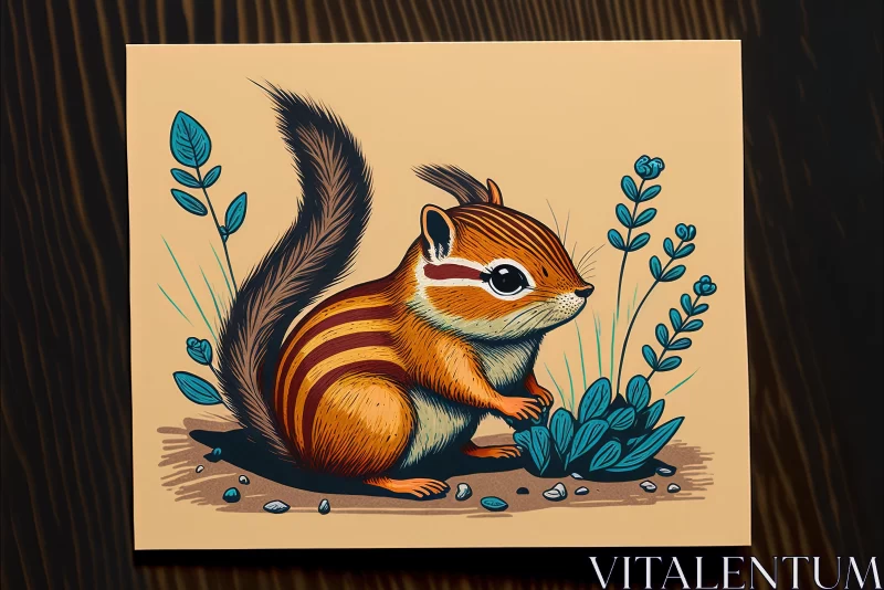 Handmade Painting of a Chipmunk: Graphic Design-Inspired Illustrations AI Image