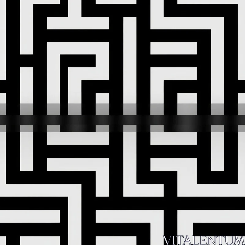 Reflective Black and White Maze - Abstract Art AI Image