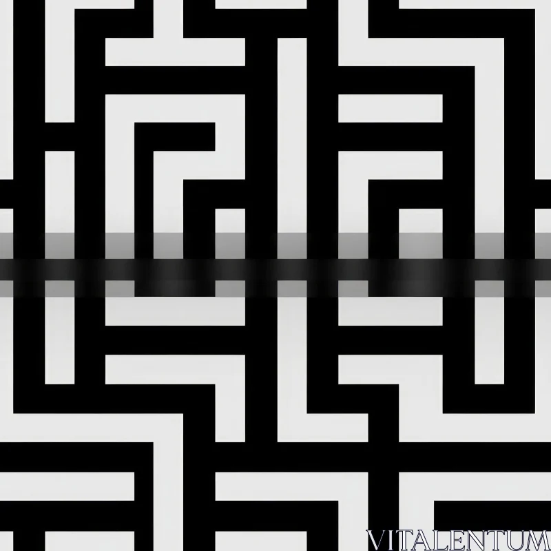 AI ART Reflective Black and White Maze - Abstract Art