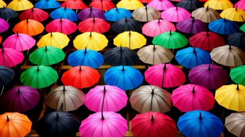 Colorful Umbrellas in Grid Pattern