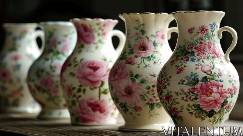 Exquisite Ceramic Vases with Floral Patterns | Captivating Home Decor AI Image