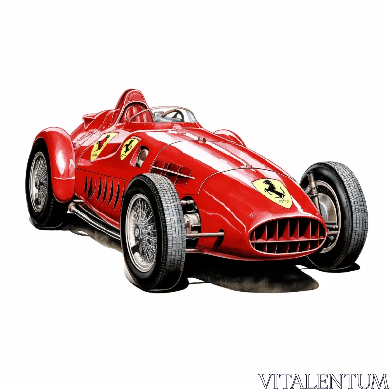 AI ART Exquisite Red Racing Auto Illustration | Golden Age Style