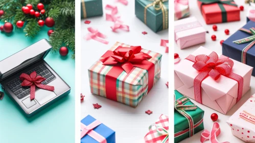 Festive Photorealistic Collage of Christmas Presents