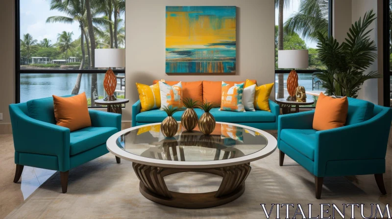 Luxurious Modern Living Room Design AI Image