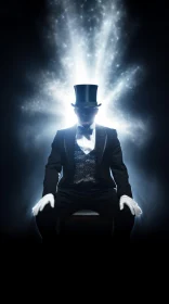 Mysterious Magician in Black Suit - Surreal Artwork