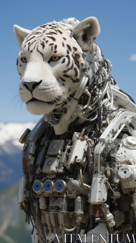 Photorealistic Robotic Tiger in Steampunk Style AI Image