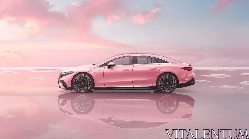 Pink Mercedes-Benz EQS Electric Car Rendering AI Image