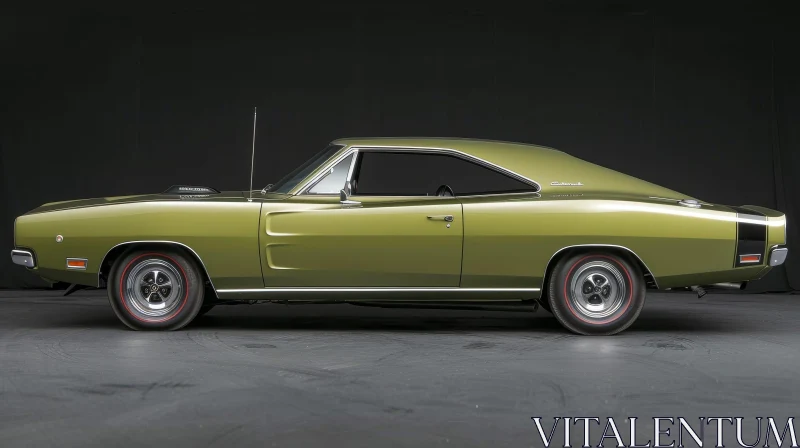 1970 Dodge Charger R/T Muscle Car in Green | Classic Car Art AI Image