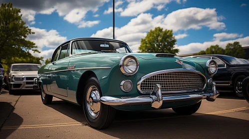 Vintage 1950s Classic Car in Parking Lot