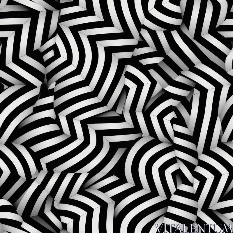Black and White Geometric Seamless Pattern AI Image