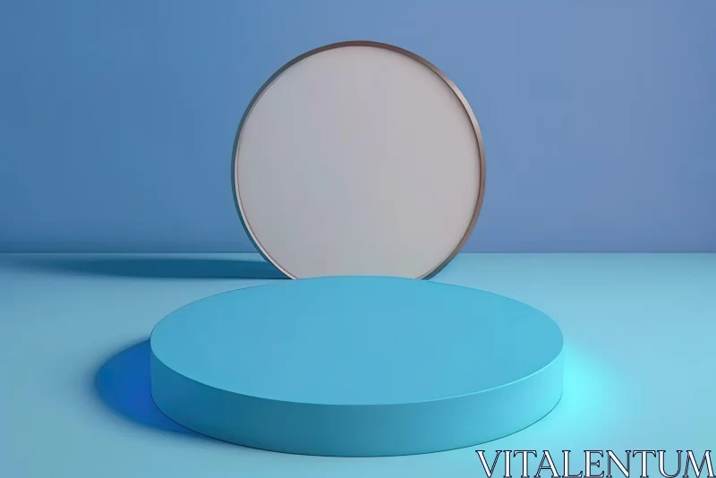 Blue Round Bowl on Blue Background - Vibrant Stage Backdrop AI Image