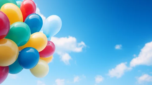 Colorful Balloons on Blue Sky - Dreamy Celebration Image