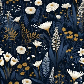 Elegant Dark Blue Floral Pattern