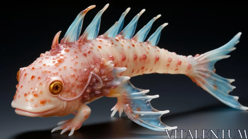 Polypropylene Dragonfish: A Detailed Illustration in Light Crimson and Blue AI Image