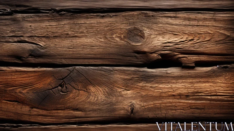 Aged Dark Brown Wooden Wall Close-Up AI Image