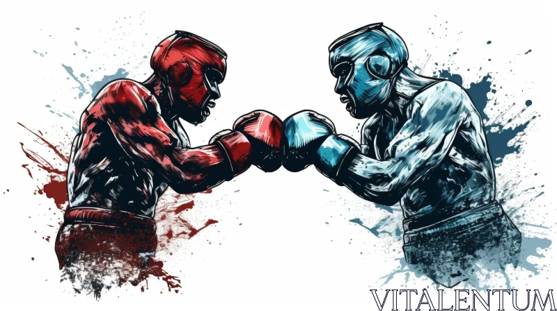 Boxing Match Digital Painting AI Image