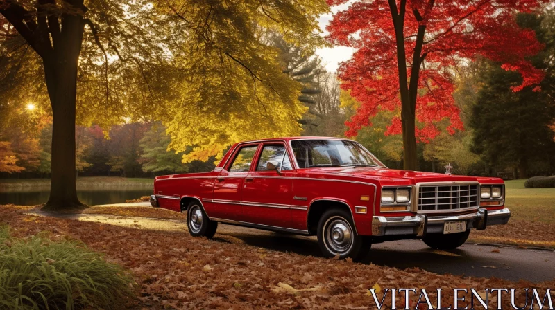 Captivating Red Truck in Fall: Classic Elegance at its Finest AI Image