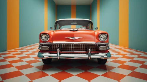 Classic 1950s Chevrolet Bel Air 3D Rendering in Showroom