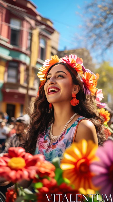 Colorful Flower Festival: A Blend of Cultures AI Image