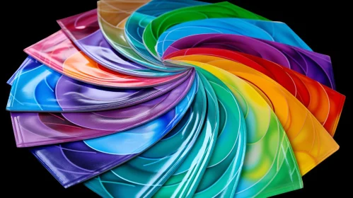 Colorful Spiral Paper Sheets on Black Background
