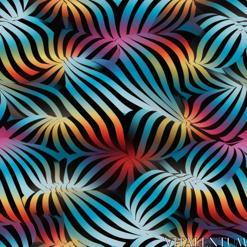 Colorful Waves Seamless Pattern - Retro Psychedelic Design AI Image