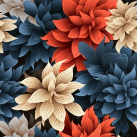 Dark Blue Floral Seamless Pattern