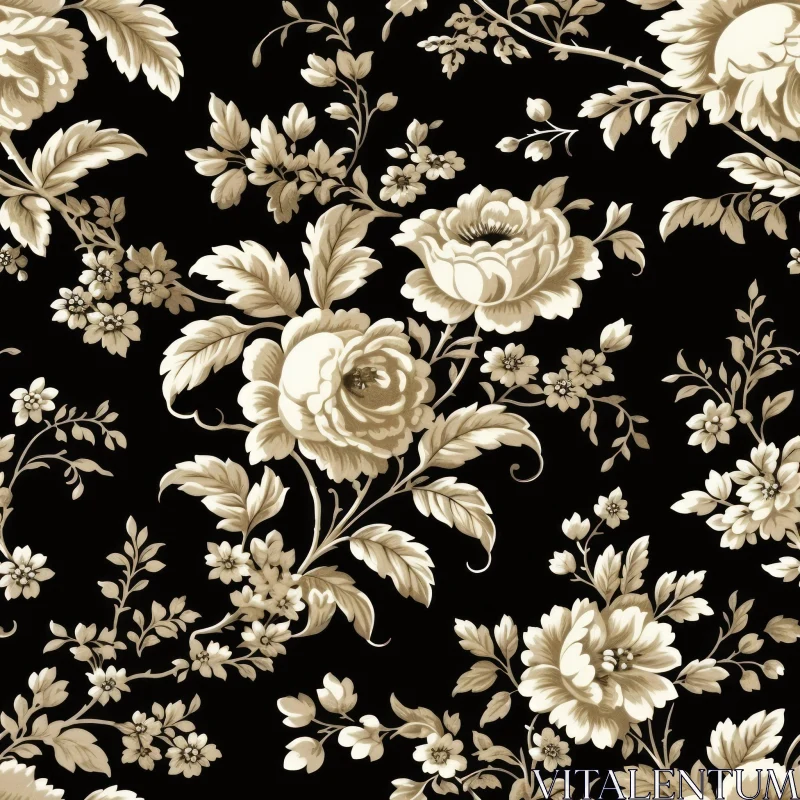 AI ART Dark Floral Pattern for Fabric and Wallpaper