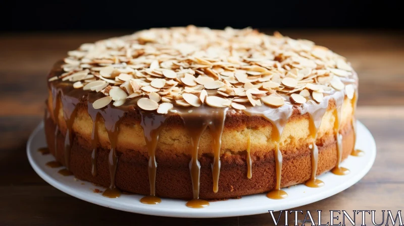 Delicious Homemade Cake with Sliced Almonds AI Image