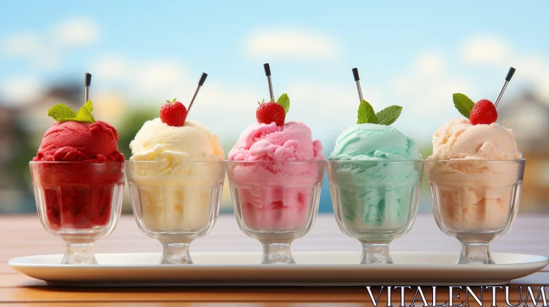 AI ART Delicious Ice Cream Flavors in Glass Bowls