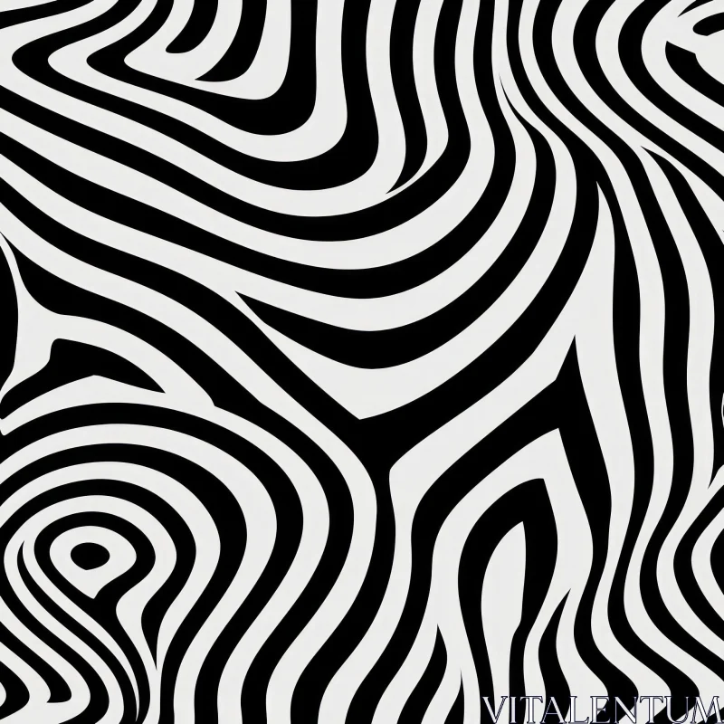AI ART Elegant Black and White Seamless Wavy Pattern - Vector Illustration