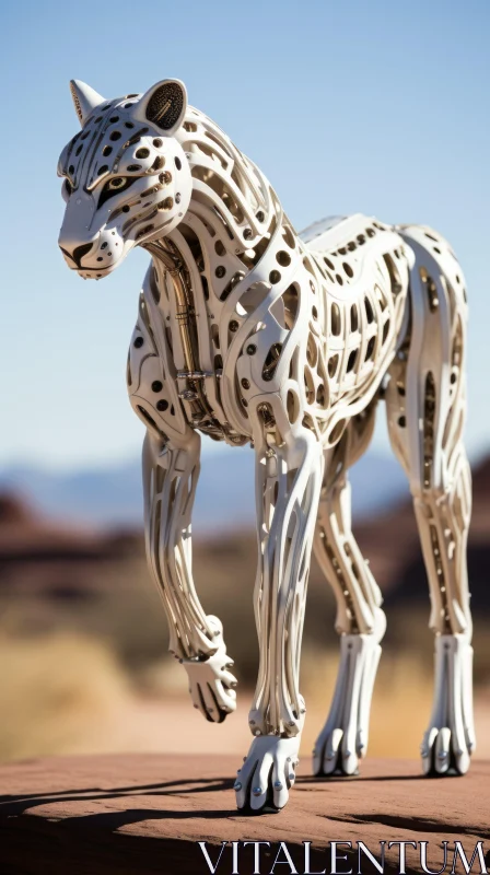 AI ART Futuristic 3D Leopard in Desertwave Style