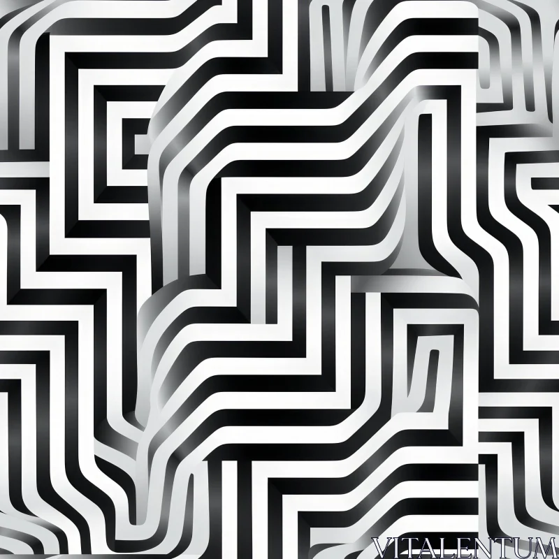 AI ART Intricate Black & White Geometric Pattern