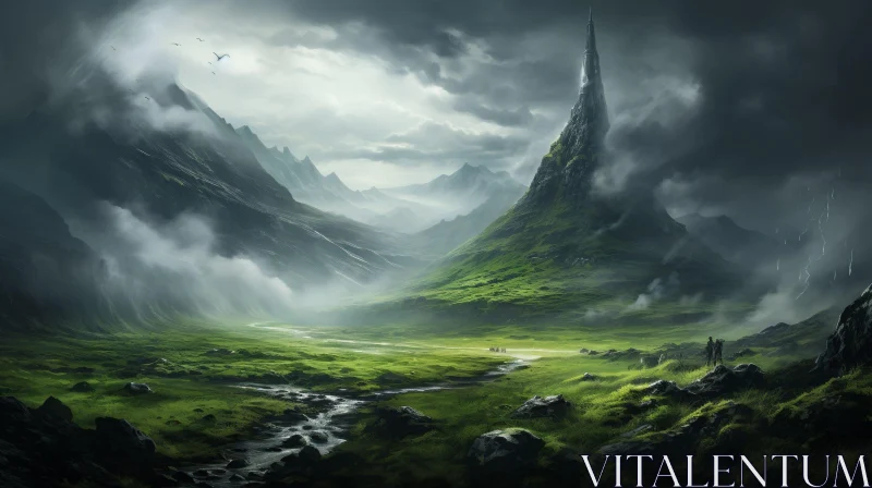 AI ART Majestic Mountain Valley Landscape