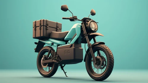 Turquoise Electric Motorcycle on Blue Background