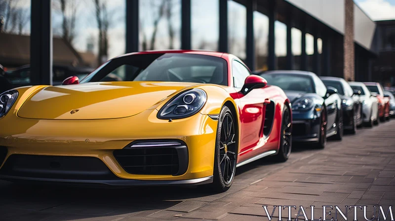 Yellow Porsche 911 Parked - Stock Photo Opportunity AI Image