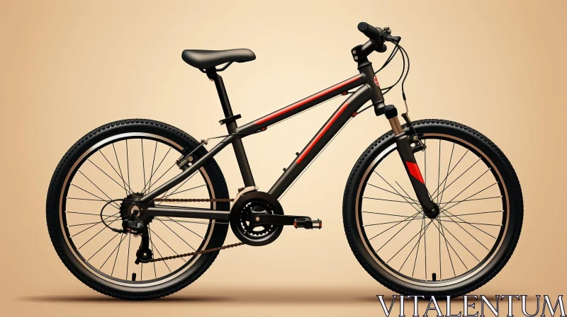 Black and Red Mountain Bike - 3D Rendering AI Image