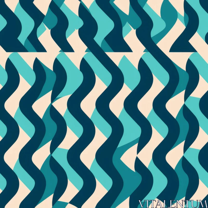 Blue and Green Waves Seamless Pattern AI Image