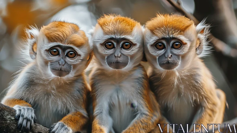 AI ART Curious Monkeys on Tree Branch - Wildlife Photography