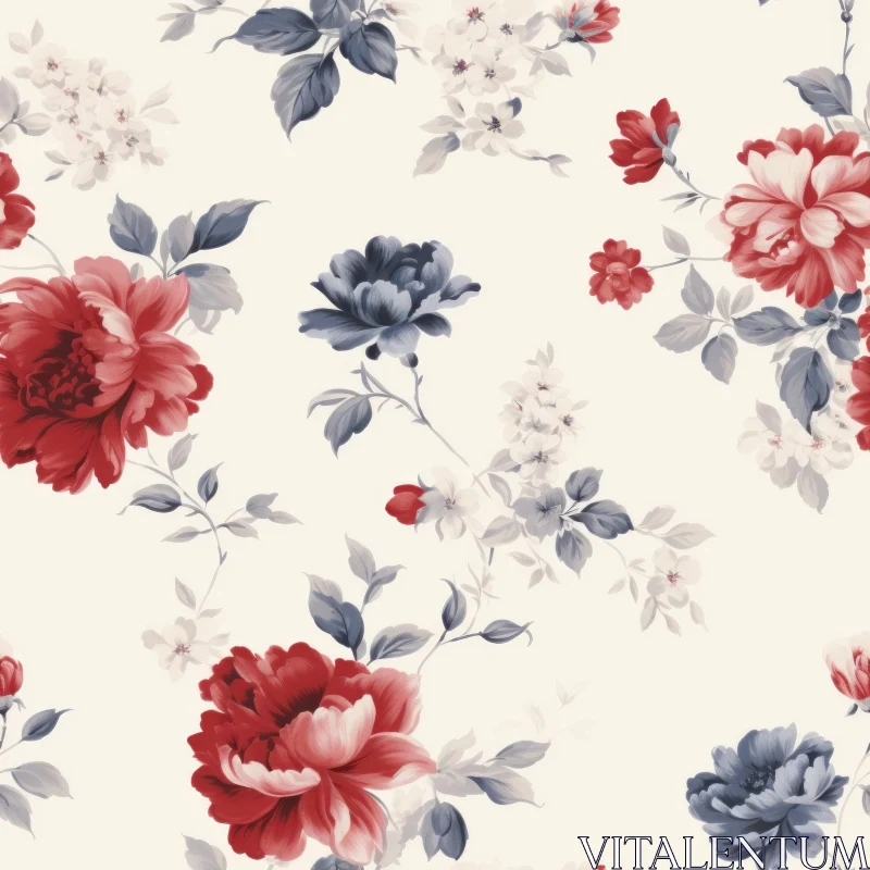 Elegant Floral Seamless Pattern on Light Cream Background AI Image
