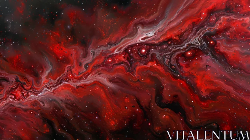 Fluid Painting: Captivating Red and Black Artwork AI Image