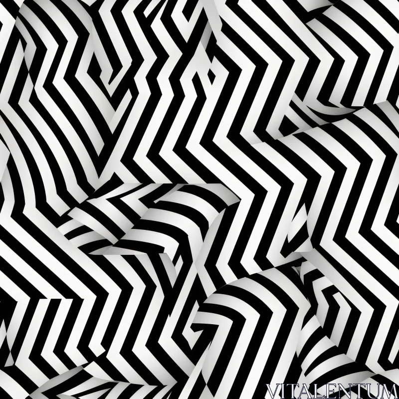Monochrome Geometric Hexagon Pattern - Optical Illusion Design AI Image
