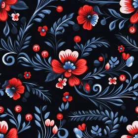 Red and Blue Floral Traditional Pattern