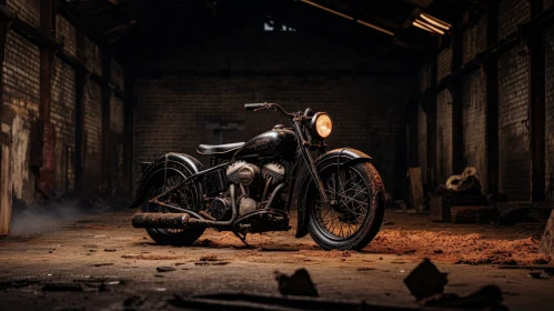 Rusty Motorcycle in Abandoned Building