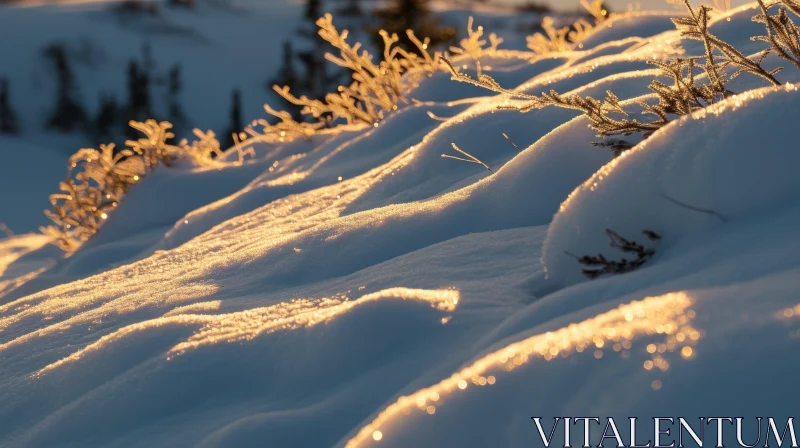Snow-Covered Landscape: Capturing the Serene Beauty of Winter AI Image