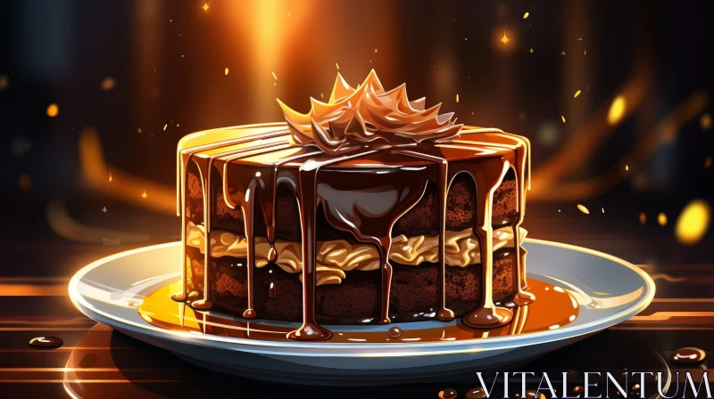 Delicious Chocolate Cake Artwork AI Image