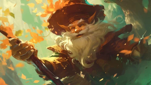 Enchanting Gnome Painting in Forest