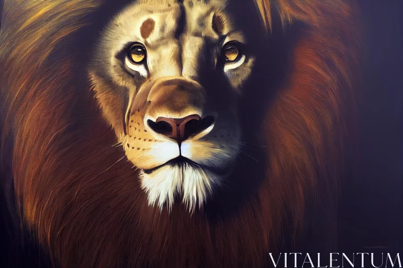 Intense and Vibrant Lion Art: Realistic Portrayal of Light and Shadow AI Image